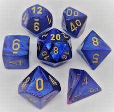 Scarab Royal Blue / Gold 7 Dice Set - CHX27427